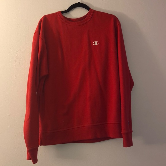 oversized red champion crew neck hoodie - Picture 1 of 1